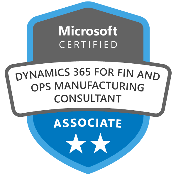 D365 Supply Chain Management, Manufacturing Associate